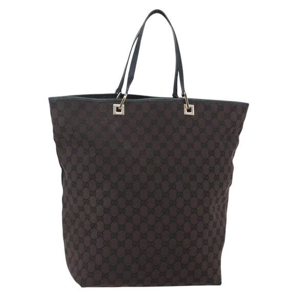 GUCCI GG Canvas Tote Bag Brown Gold 002 002 - Picture 1 of 13